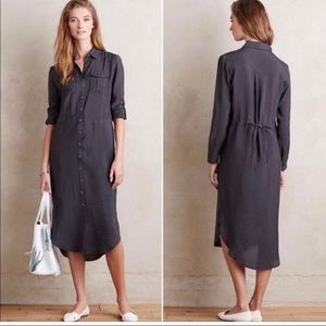 Anthropologie Maeve Gray Button Down Midi Dress